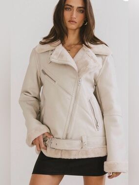 BlankNyc Break The Ice Crop Suede Moto Jacket